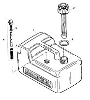Бак в сборе, топливный - пластик - 3,2 галлона 4-Х ТАКТНОГО ПЛМ MERCURY 5 Серийный номер от 0R000001 до 0R067089