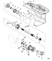 Корпус редуктора, карданный вал - Передаточное число 2.33:1 4-Х ТАКТНОГО ПЛМ MERCURY 60 Серийный номер от 0P515897 и выше